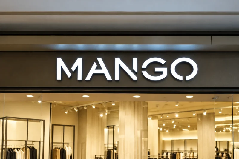 MANGO mağazası için beyaz ışıklı kutu harf cephe tabelası