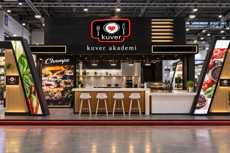 Kuver Akademi için tasarlanan kurumsal fuar standı